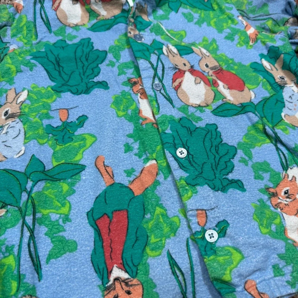 Peter Rabbit Beatrix Potter Kids Pajama Top Blue‎ Storybook Print Size 6
